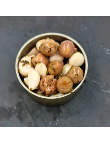 Aceituna Machacada  aloreña con ajitos